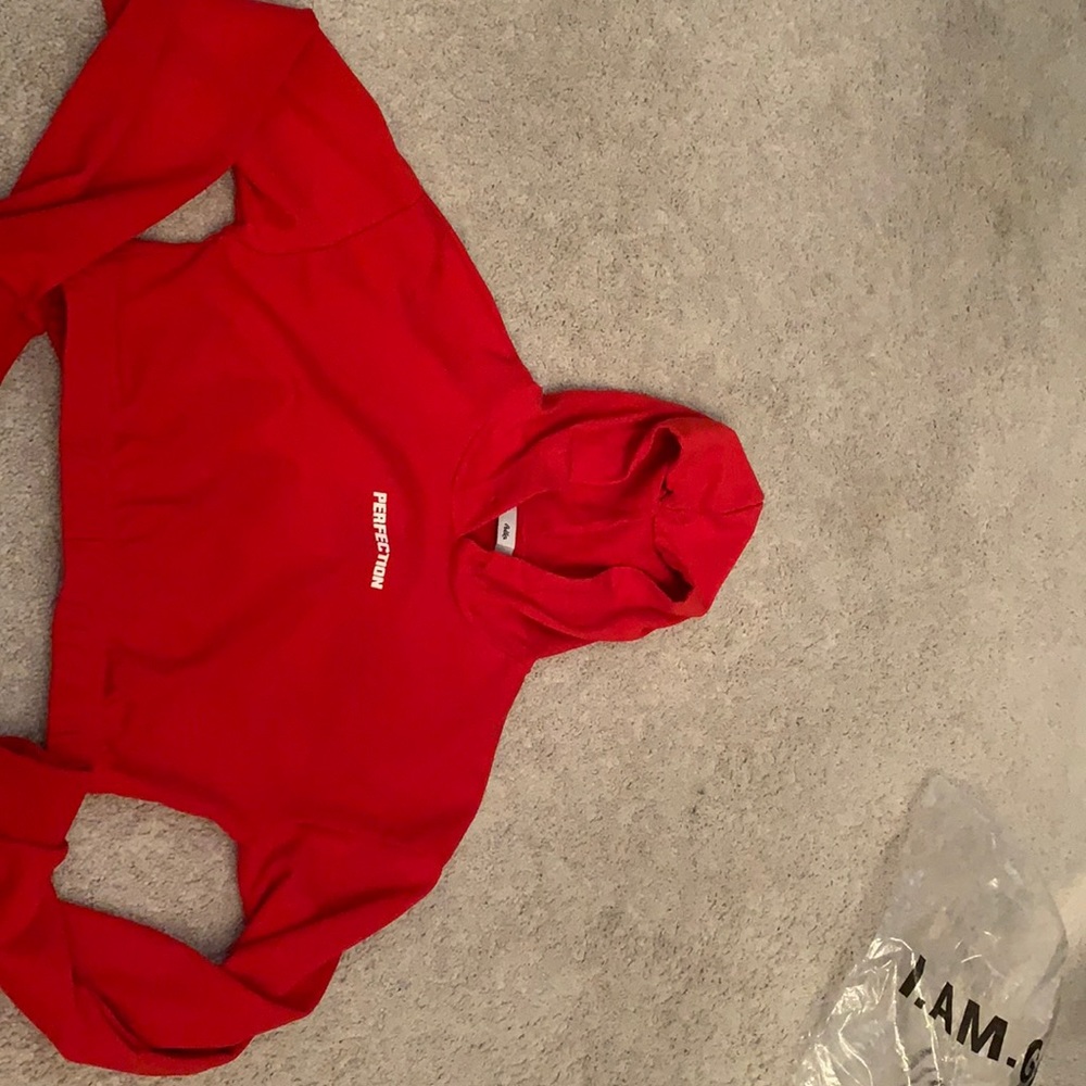 cropped red hoodie